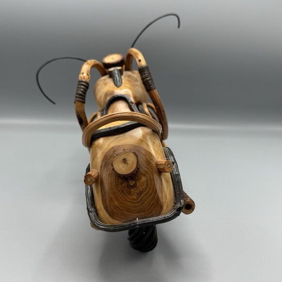 Vtg Wooden Motorcycle Chopper Folk Art Tamarind Wood Vines Woodsy Decor 15" L - Picture 4 of 16
